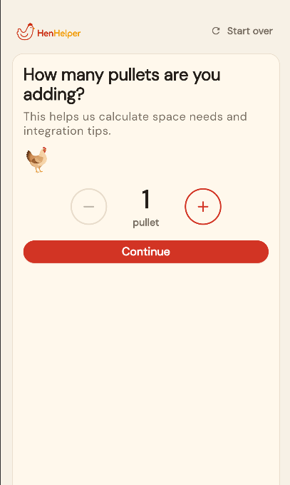 HenHelper flock count intake screen.