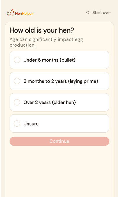 HenHelper option selection screen for egg-laying details.